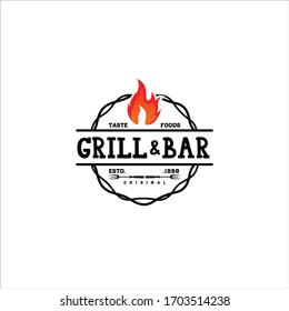 Grill Vintage Logo Design Vector