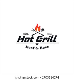 Grill Vintage Logo Design Vector