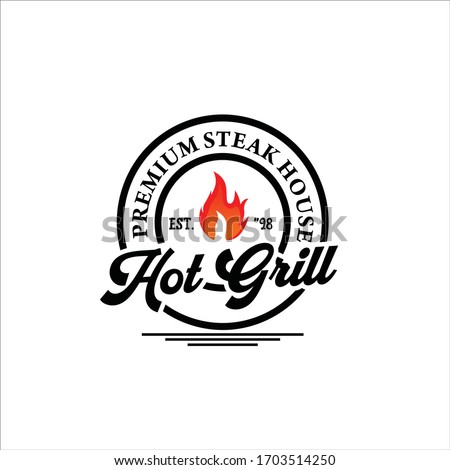 Grill Vintage Logo Design Vector