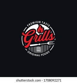 Grill Vintage Logo Vector Template