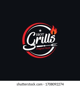 Grill Vintage Logo Vector Template