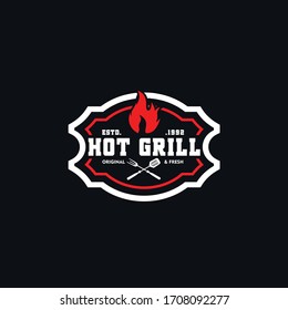 Grill Vintage Logo Vector Template