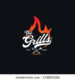 Grill Vintage Logo Vector Template