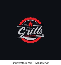 Grill Vintage Logo Vector Template