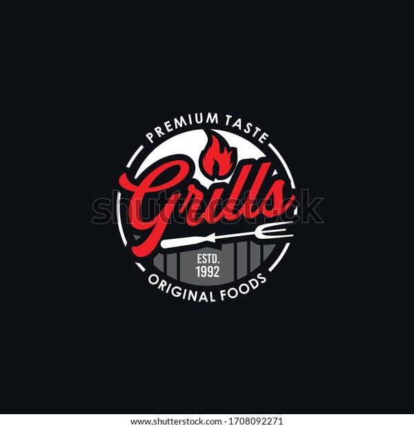 Grill Vintage Logo Vector Template