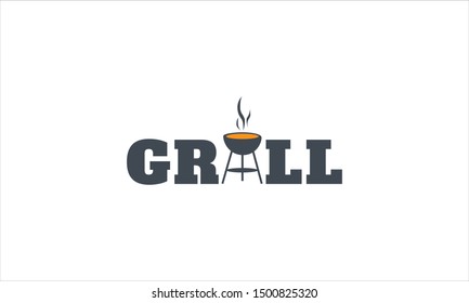 Grill word minimal and creative logo