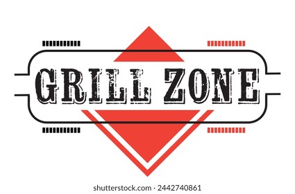 GRILL ZONE  Retro Sign Vector Illustration
