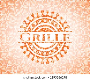 Grille abstract orange mosaic emblem