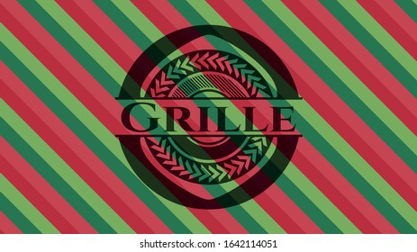Grille christmas badge background. Vector Illustration. Detailed.