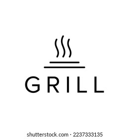 Grilled barbecue logo, BBQ vector, fire grill food and restaurant icon. Modern line art, graphic, icon, illustration, logo design