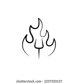 Grilled barbecue logo, BBQ vector, fire grill food and restaurant icon. Modern line art, graphic, icon, illustration, logo design