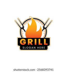  grilled barbecue logo, retro BBQ vector