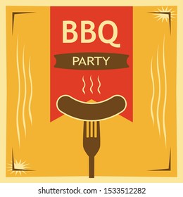 grilled bbq party icon style for invitation car or flyer or poster.Vector illustration