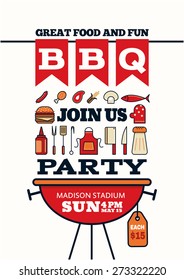 Grilled Bbq Party Icon Style For Invitation Car Or Flyer Or Poster