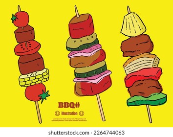 Ilustración dibujada a mano con lápiz barbacoa
