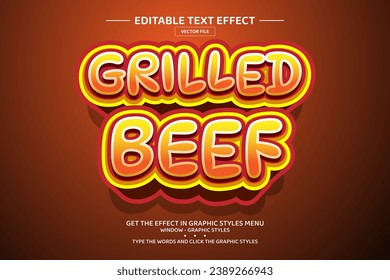 Grilled beef 3D editable text effect template