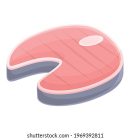 Icono de la carne a la parrilla. Dibujo y plano del icono del vector de carne asada para diseño web aislado en fondo blanco