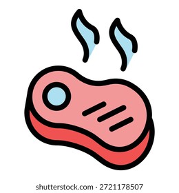 Grilled beef icon. Outline Grilled beef vector icon for web design isolated on white background color flat