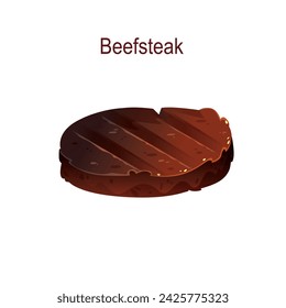  Grilled beef steak isolated on white background