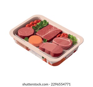 Grilled beef steak and tomato appetizer plate icon isolated