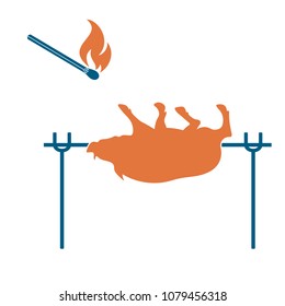 Grilled boar icon. Vector illustration