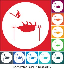 Grilled boar icon. Vector illustration

