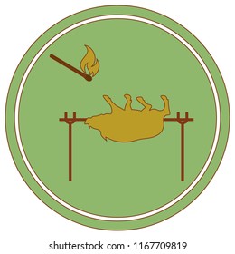 Grilled boar icon. Vector illustration

