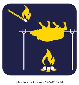 Grilled boar icon. Vector illustration
