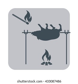 Grilled boar icon. Vector illustration