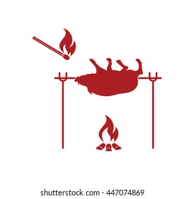 Grilled boar icon. Vector illustration

