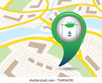 Grilled boar icon. Vector illustration  Symbol on the map pointer