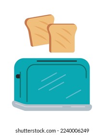 Pan a la parrilla en un ícono de tostadora plana Preparación de alimentos. Ilustración del vector