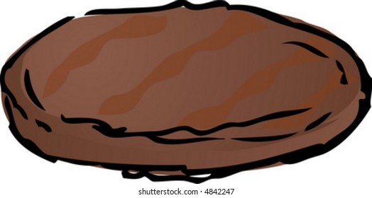 grilled burger patty, meat dish 3d isometric illustration  hand drawn retro lineart sketch