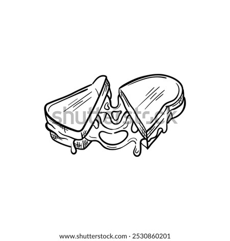 Grilled Cheese Hand-Drawn Food Vector Icon