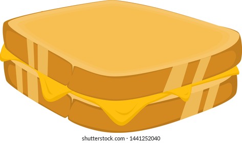 Grilled cheese sandwich on white bread vector art.   Isolated on a transparent / white background.