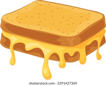 Grilled cheese sandwich on a white background. Isolated vector illustration.