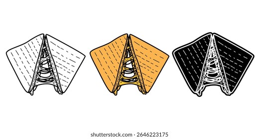 Vetor de sanduíche de queijo grelhado, Line Art, colorido e estilos invertidos silhueta Line Art Illustration.