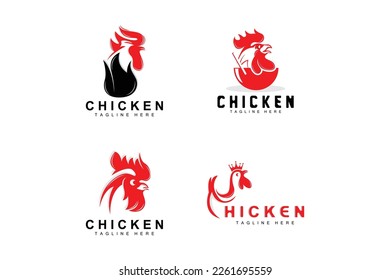 Diseño del logotipo de barbacoa de pollo asado,Vector de cabeza de pollo, marca de la empresa