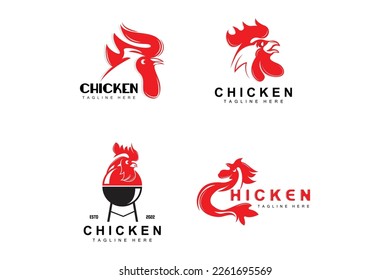 Grilled Chicken Barbecue Logo Design,Chicken Head Vector, Company Brand