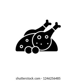 Grilled chicken black icon, vector sign on isolated background. Grilled chicken concept symbol, illustration 