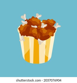 Grilled chicken in box. Vector illustration