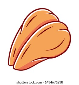 Grilled chicken breast color icon. Butchers meat. Protein source. Roasted meat production and sale. Butchery business. Isolated vector illustration