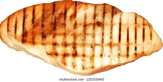 Grilled Chicken Breast Steak Detailed Hand Drawn Illustration Vector Isolated