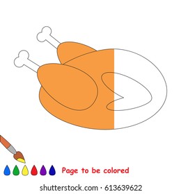 Grilled Chicken, the coloring book to educate preschool kids with easy gaming level, the kid educational game to color the colorless half by sample.