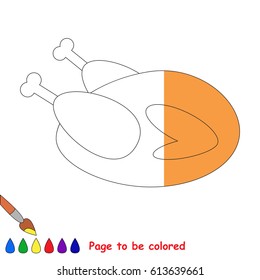 Grilled Chicken, the coloring book to educate preschool kids with easy gaming level, the kid educational game to color the colorless half by sample.