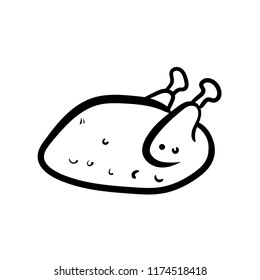 grilled chicken doodle icon vector 