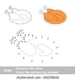 Grilled Chicken. Dot to dot educational game for kids.