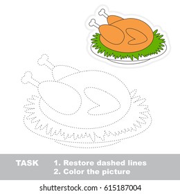Grilled Chicken. Dot to dot educational game for kids.