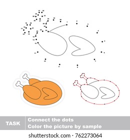 Grilled Chicken. Dot to dot educational game for kids.