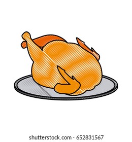 grilled chicken fast food with plate icon